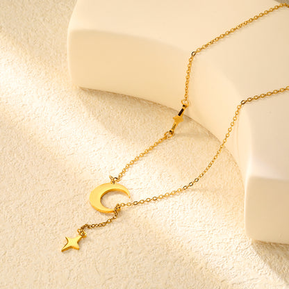 ✨ Celestial Charm Necklace Wholesale 4cm Tassel + Moon & Star Pendants | Adjustable 42+5cm Chain | Dual-Tone Options