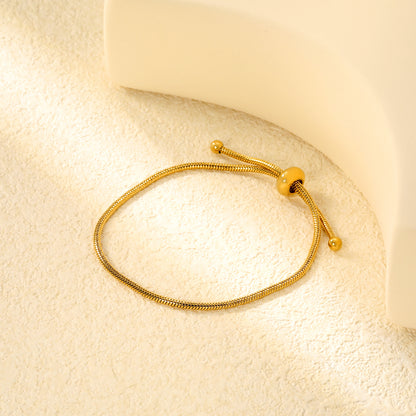 ✨ Wholesale Gold Stainless Steel Hollow Circle Bracelet - 4.6x8.9mm Links | Adjustable 23cm (5.7g)