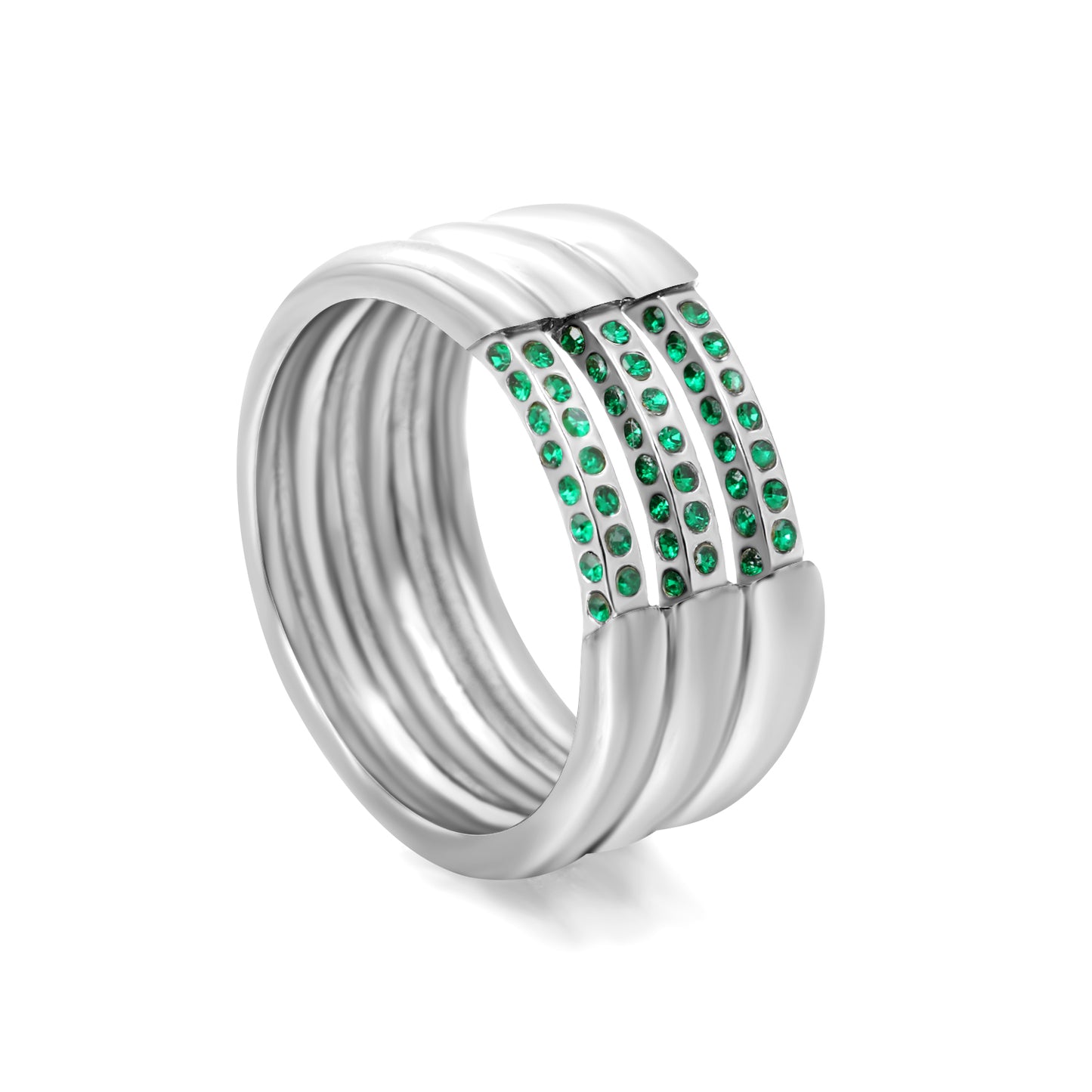 wholesale Gold Multi-Band Emerald Ring | Stackable Statement Ring for Women