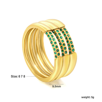 wholesale Gold Multi-Band Emerald Ring | Stackable Statement Ring for Women