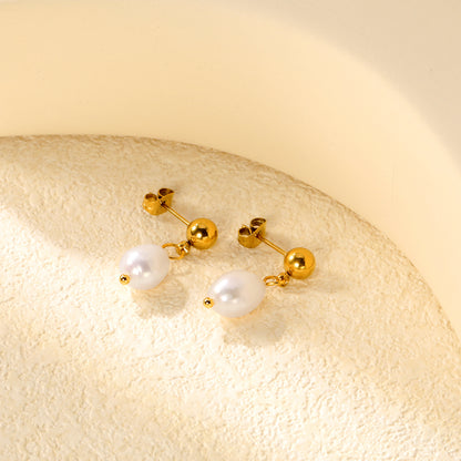 ✨ Luxury Pearl Earrings Wholesale 8.4x12mm Natural Pearl | 6mm Gold Spacer | Hypoallergenic Jewelry for Boutiques