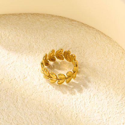 8.8mm Gold Stainless Steel Open Ring – Bulk Wholesale (3.7g, Adjustable, 10/50/100pcs) – Hypoallergenic Fashion Jewelry