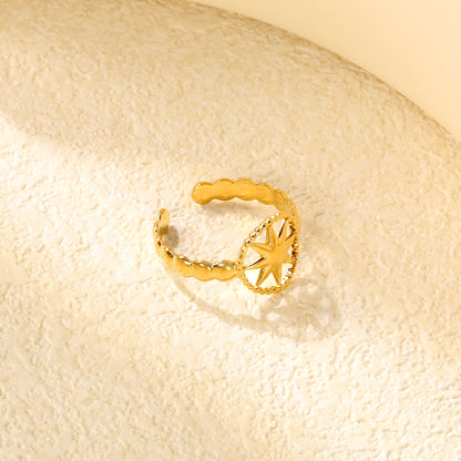 ✨ Wholesale Gold Stainless Steel Statement Ring - 11.9mm Height Open Band | Size 8 (1.4g)