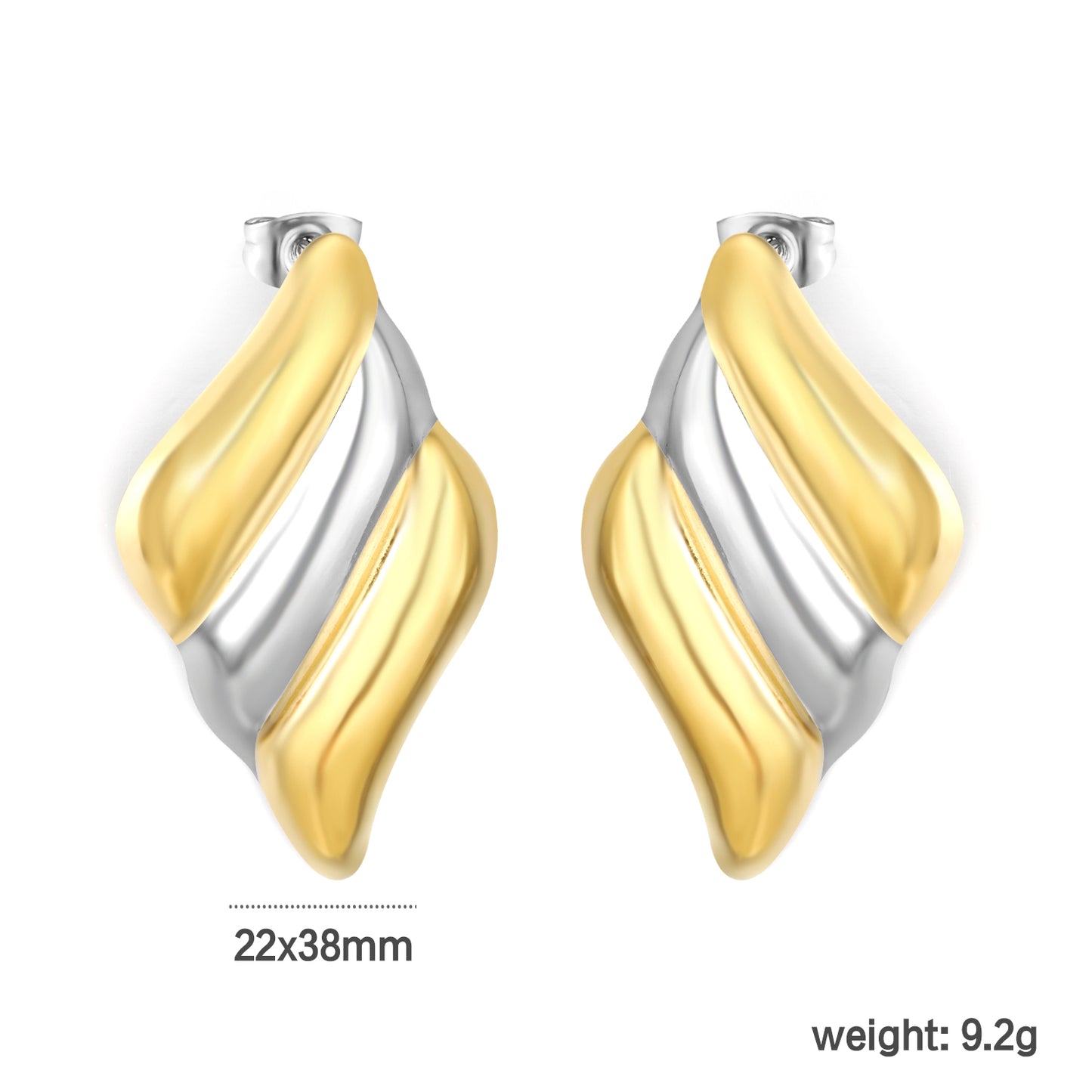 Stainless Steel Ombre Wing Women Earrings 18k gold plated Waterproof | Bulk Wholesale