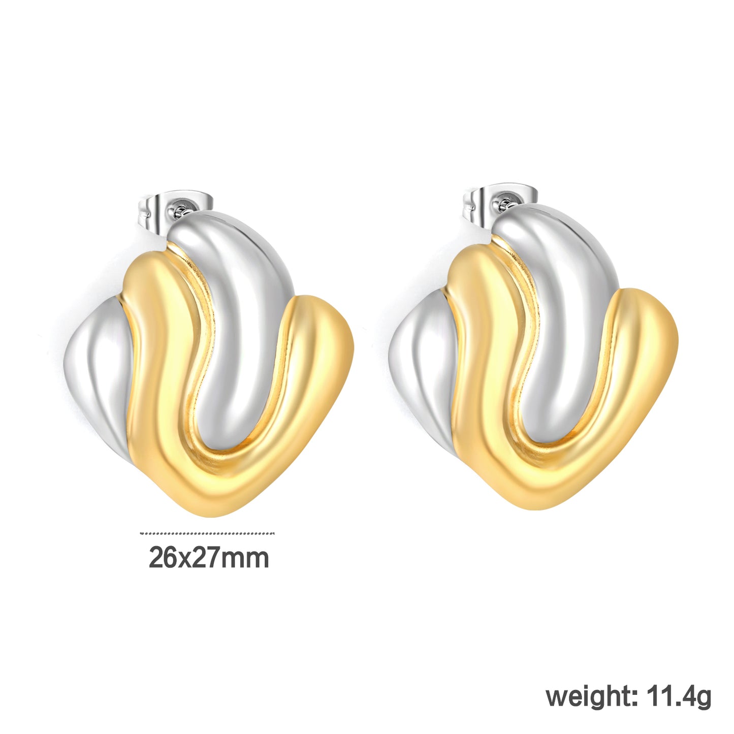 Wholesale Two-Tone Rhombus Earrings for Women | Hypoallergenic Stainless Steel Geometric Jewelry | Custom