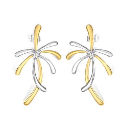Mixed Metal Abstract Starburst Earrings | Hypoallergenic Waterproof Dangle Accessories