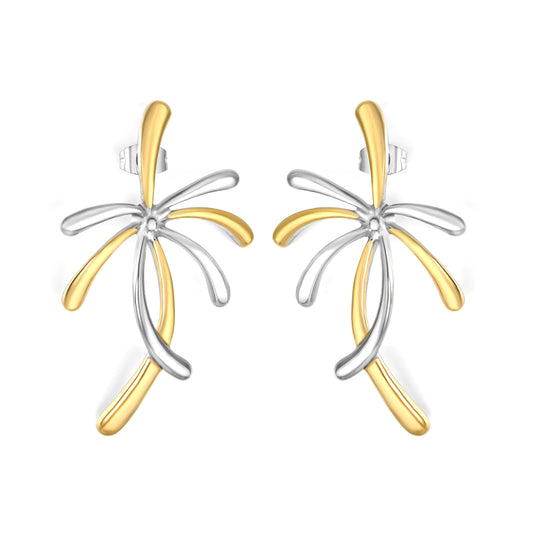 Mixed Metal Abstract Starburst Earrings | Hypoallergenic Waterproof Dangle Accessories