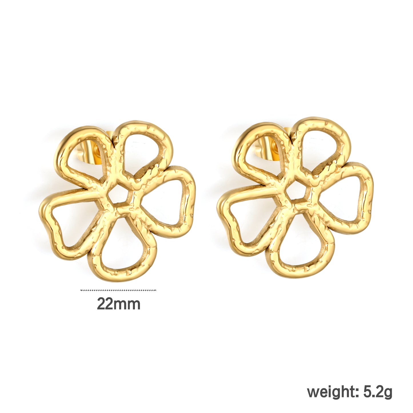 Wholesale Hollow Five-Petal Flower Earrings | Waterproof Hypoallergenic Stainless Steel Jewelry | Floral Lace Earrings