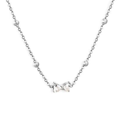 Women’s Hypoallergenic CZ Bow Necklace Tarnish Free Jewelry Stainless Steel Bulk