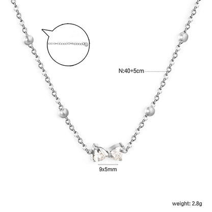 Women’s Hypoallergenic CZ Bow Necklace Tarnish Free Jewelry Stainless Steel Bulk