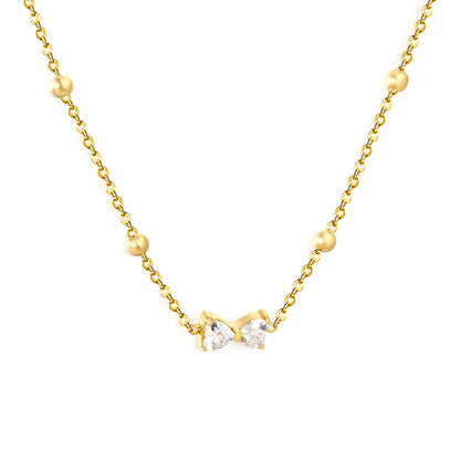 Women’s Hypoallergenic CZ Bow Necklace Tarnish Free Jewelry Stainless Steel Bulk