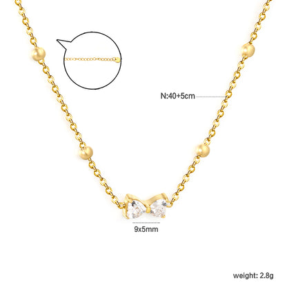 Women’s Hypoallergenic CZ Bow Necklace Tarnish Free Jewelry Stainless Steel Bulk