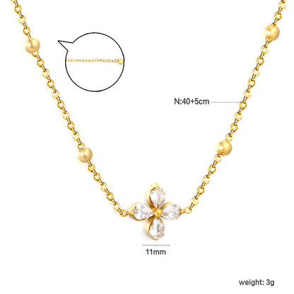 Women’s Elegant Hypoallergenic Necklace Stainless Steel Crystal Flower Necklace