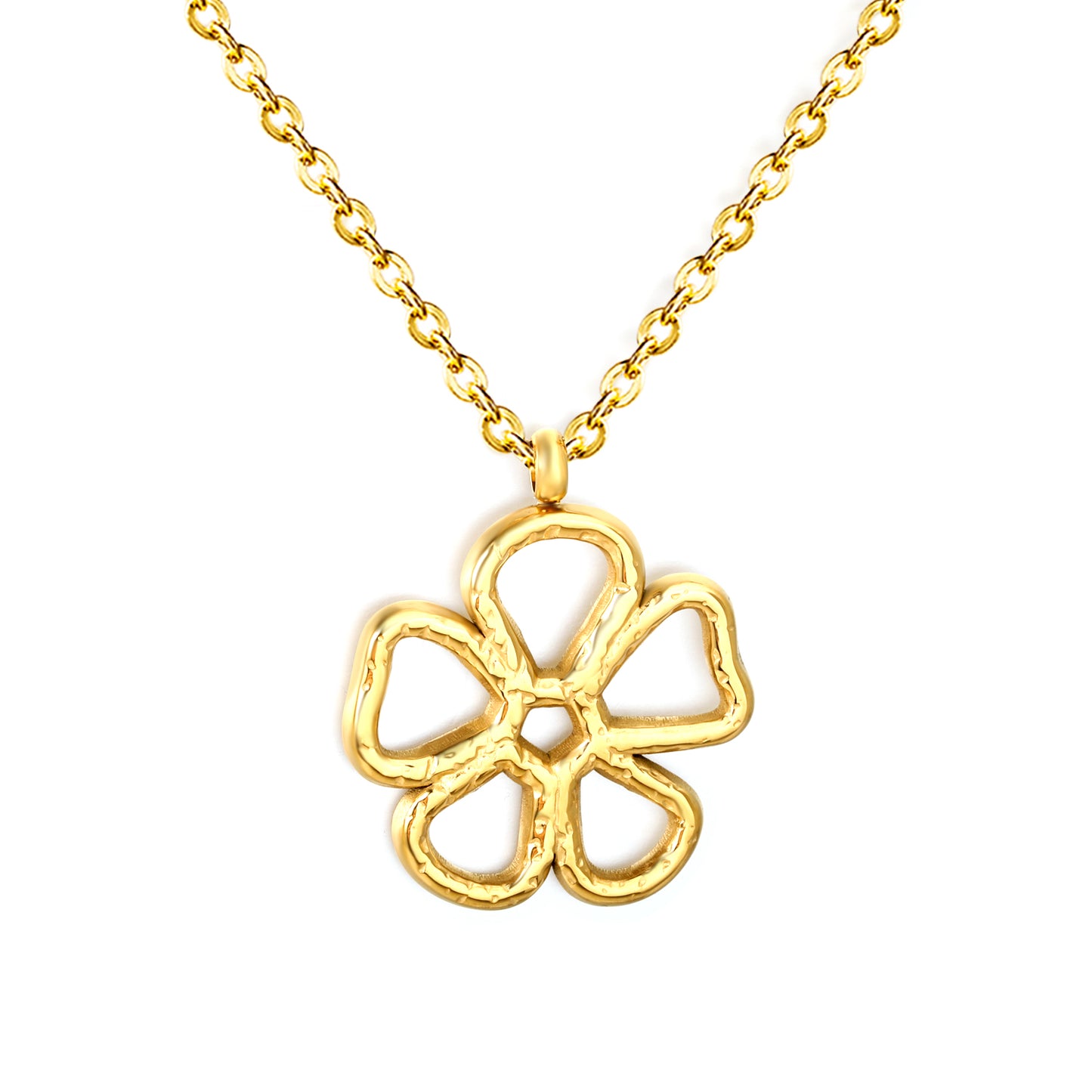 Wholesale Hollow Flower Pendant Necklace –Stainless Steel Hypoallergenic Jewelry for Women, Waterproof & Tarnish Resistant Stainless Steel, Bulk Wholesale Supply