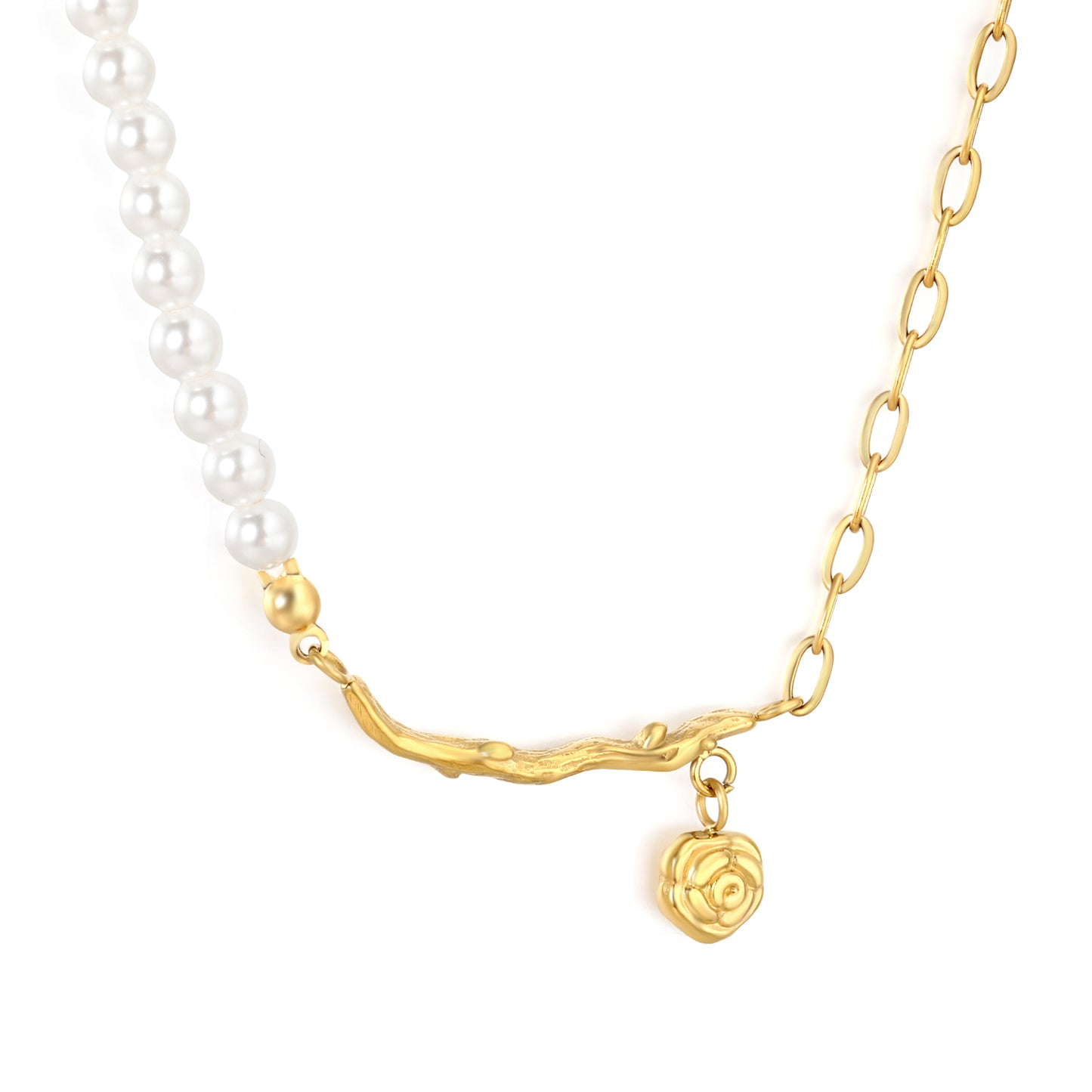Wholesale Rose Pearl Necklace -  Steel Hypoallergenic Jewelry for Women, Waterproof & Tarnish Resistant, Bulk Orders Available
