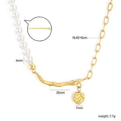 Wholesale Rose Pearl Necklace -  Steel Hypoallergenic Jewelry for Women, Waterproof & Tarnish Resistant, Bulk Orders Available