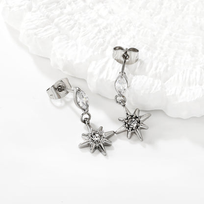 Wholsale Waterproof Hypoallergenic Stainless Steel Star Earrings with Zircon