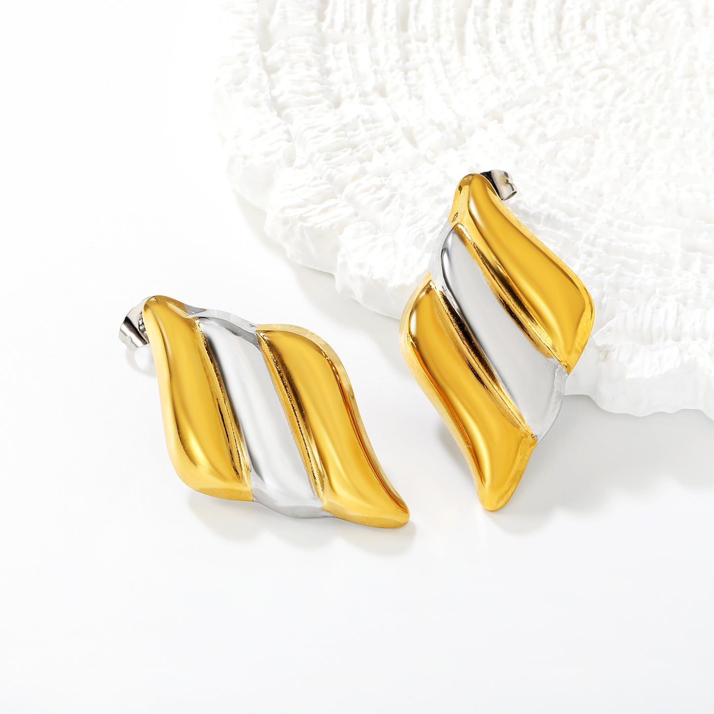 Stainless Steel Ombre Wing Women Earrings 18k gold plated Waterproof | Bulk Wholesale