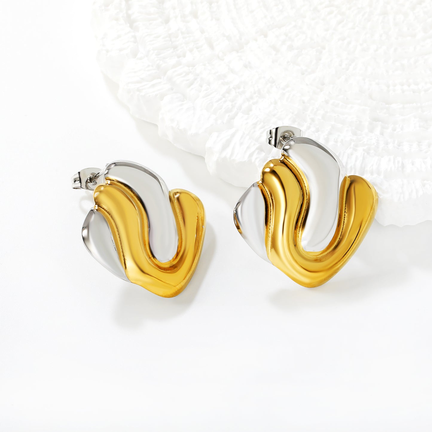 Wholesale Two-Tone Rhombus Earrings for Women | Hypoallergenic Stainless Steel Geometric Jewelry | Custom