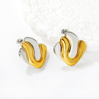Wholesale Two-Tone Rhombus Earrings for Women | Hypoallergenic Stainless Steel Geometric Jewelry | Custom