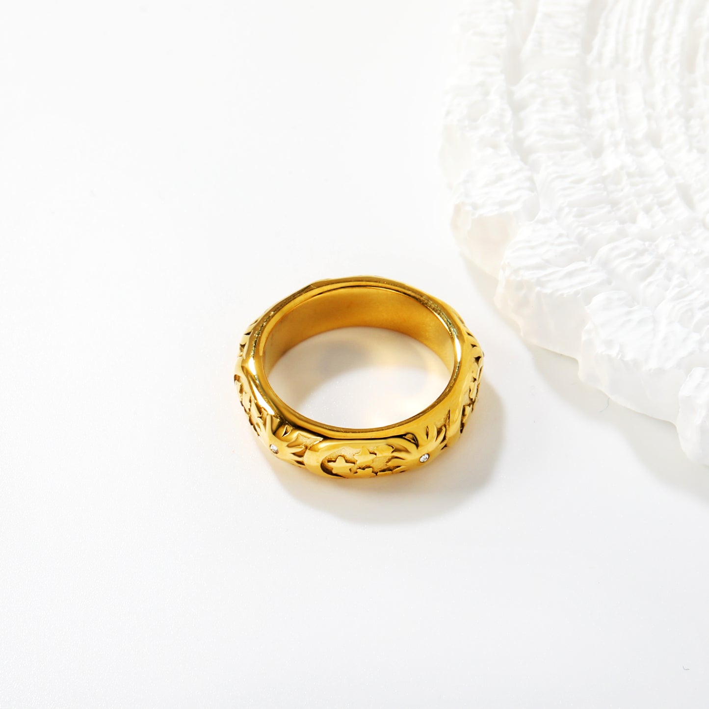 Wholesale Women Ring | Star Moon Sun Design with Crystals | Waterproof Hypoallergenic Stainless Steel Adjustable Ring