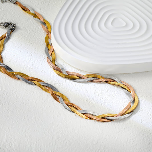 ✨ Trendy Multi-Strand Chain Wholesale Gold/Steel Crossed Chain + Colorful Braided Chain | Adjustable Necklaces for Boutiques