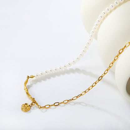 Wholesale Rose Pearl Necklace -  Steel Hypoallergenic Jewelry for Women, Waterproof & Tarnish Resistant, Bulk Orders Available