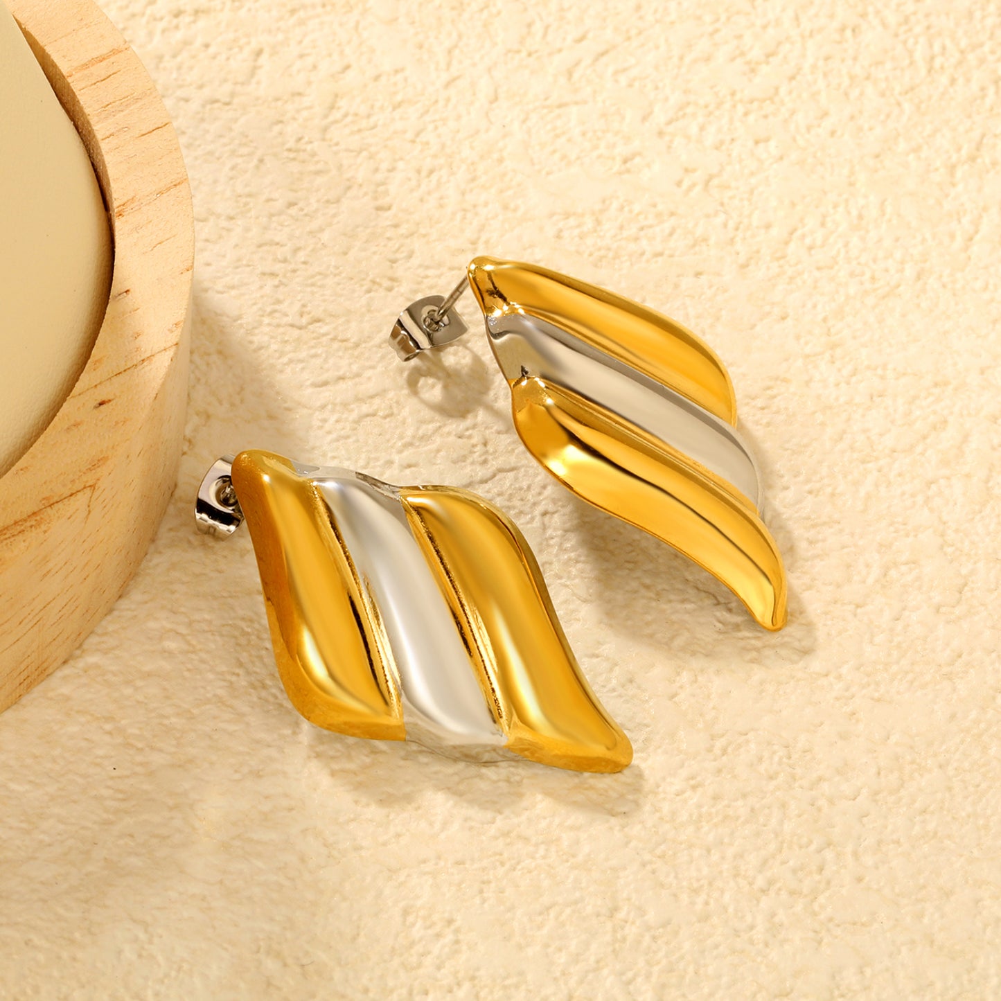 Stainless Steel Ombre Wing Women Earrings 18k gold plated Waterproof | Bulk Wholesale