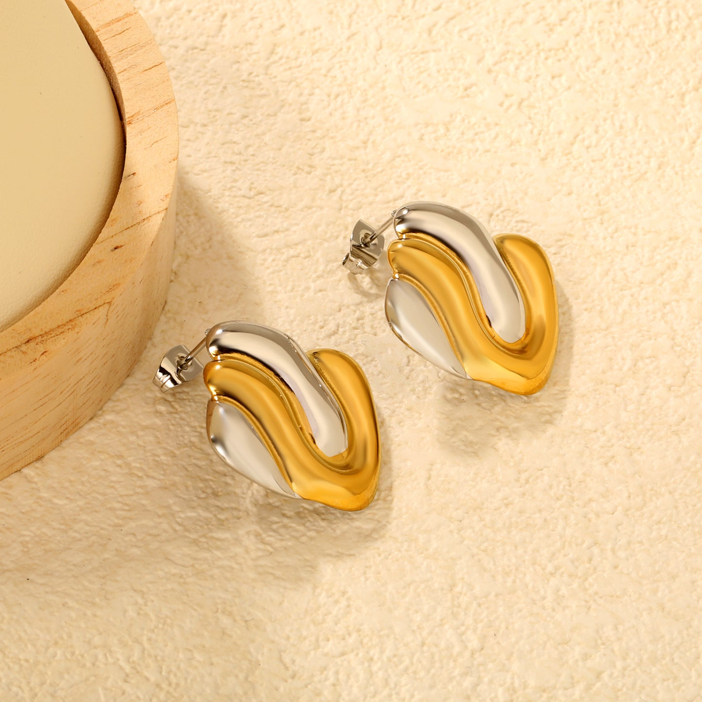 Wholesale Two-Tone Rhombus Earrings for Women | Hypoallergenic Stainless Steel Geometric Jewelry | Custom