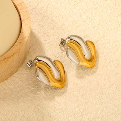 Wholesale Two-Tone Rhombus Earrings for Women | Hypoallergenic Stainless Steel Geometric Jewelry | Custom