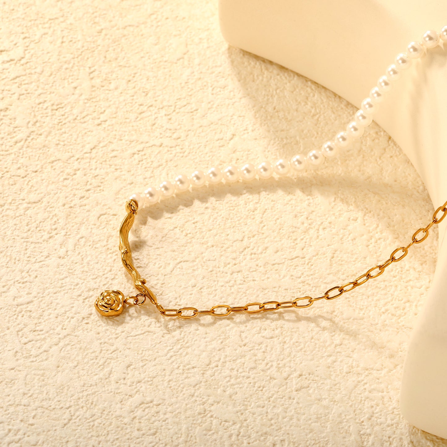 Wholesale Rose Pearl Necklace -  Steel Hypoallergenic Jewelry for Women, Waterproof & Tarnish Resistant, Bulk Orders Available