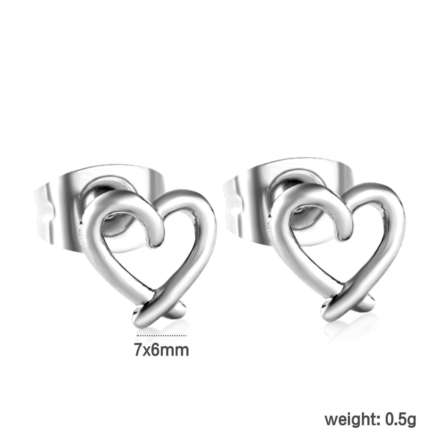 7*6mm PVD 18k Gold/Steel Stainless Stud Earring Hypoallergenic Love Shape