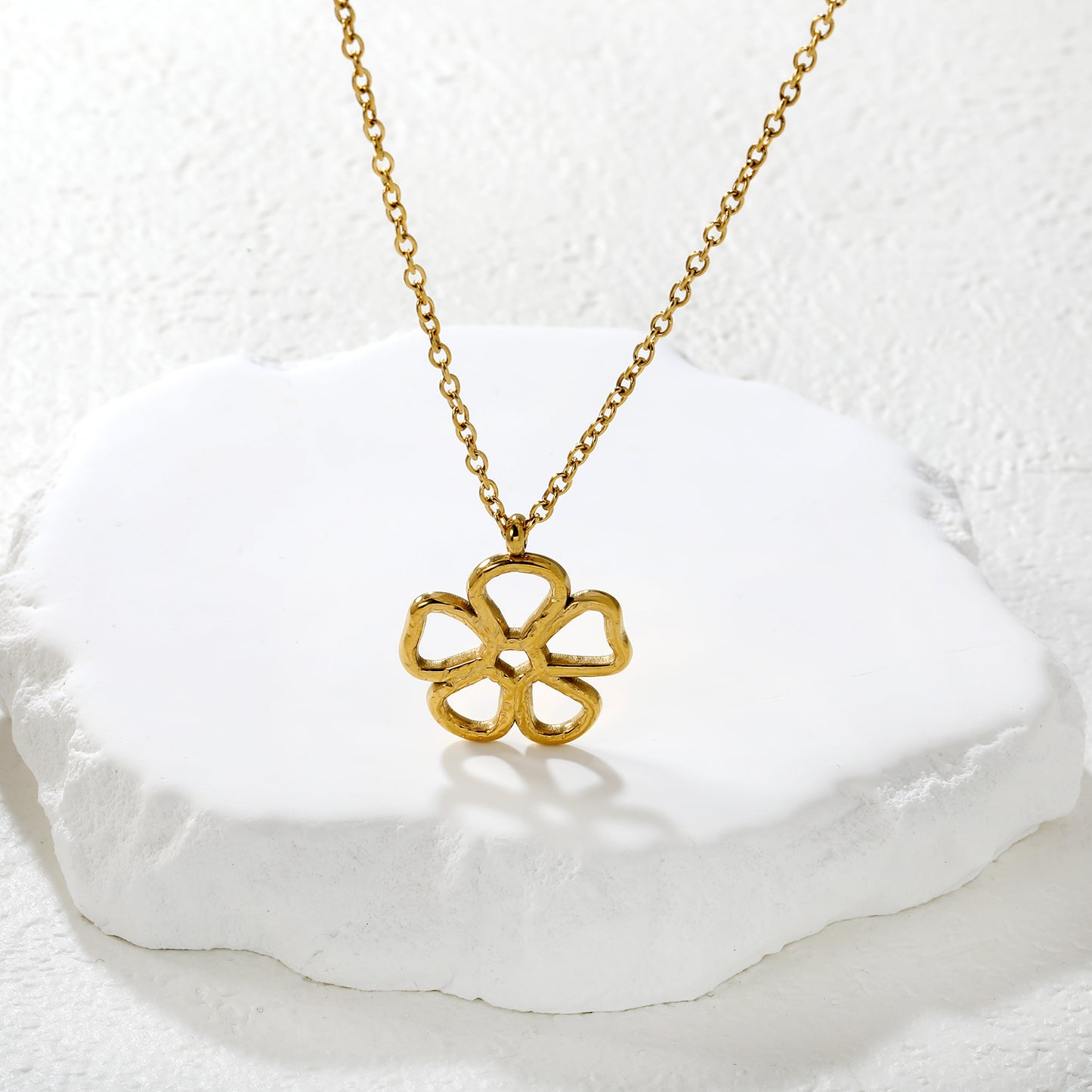 Wholesale Hollow Flower Pendant Necklace –Stainless Steel Hypoallergenic Jewelry for Women, Waterproof & Tarnish Resistant Stainless Steel, Bulk Wholesale Supply
