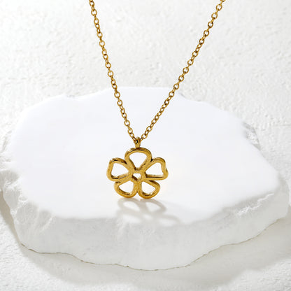 Wholesale Hollow Flower Pendant Necklace –Stainless Steel Hypoallergenic Jewelry for Women, Waterproof & Tarnish Resistant Stainless Steel, Bulk Wholesale Supply