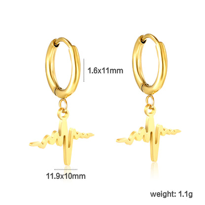 PVD 18k Gold Stainless Steel Hoop Earrings Women Punk Hip Pop Pendant