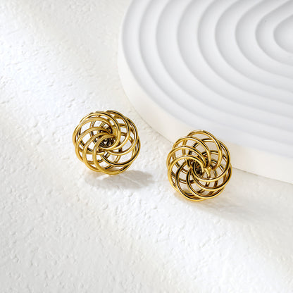 ✨ Wholesale 19.7mm Gold Floral Hoop Earrings Round Wreath Design | 5.2g Stainless Steel Earrings Bulk | Hypoallergenic