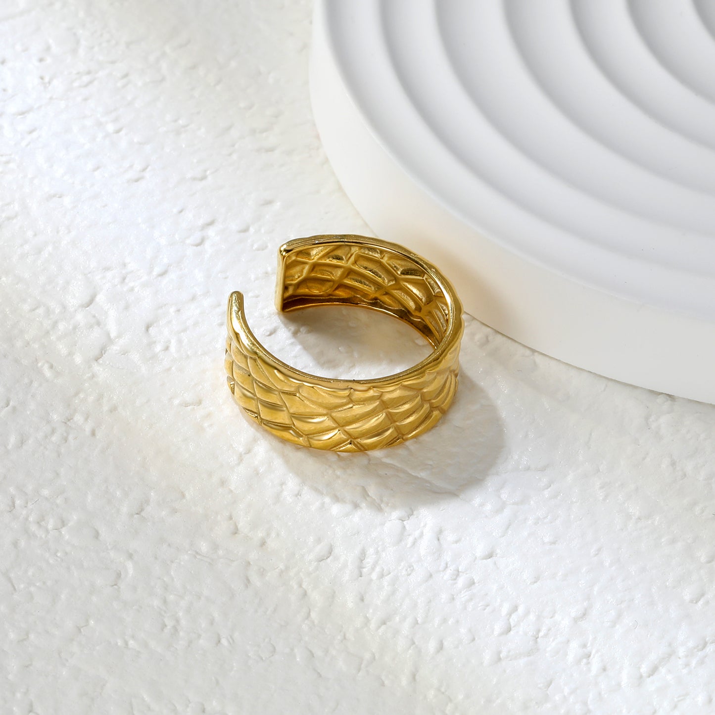 ✨ Premium Adjustable Open Ring 8.3mm Statement Height | Removable Sizing | 2.6g Gold Stainless Steel Wholesale