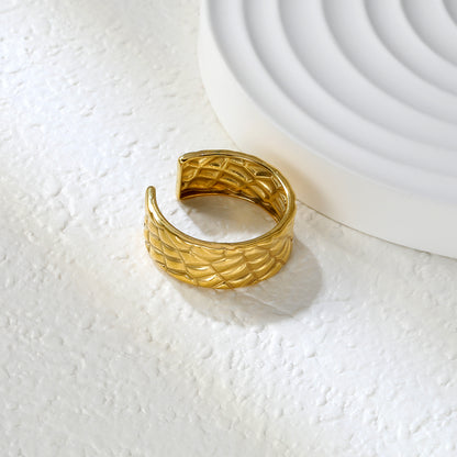 ✨ Premium Adjustable Open Ring 8.3mm Statement Height | Removable Sizing | 2.6g Gold Stainless Steel Wholesale