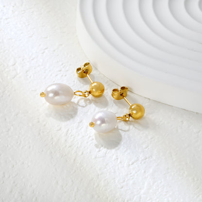 ✨ Luxury Pearl Earrings Wholesale 8.4x12mm Natural Pearl | 6mm Gold Spacer | Hypoallergenic Jewelry for Boutiques