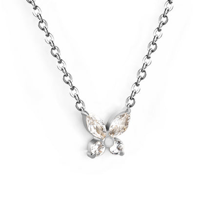 45+5cm Stainless Steel Necklace 8.8*9.1mm Dainty Zircon Butterfly Charm for Women Wholesale