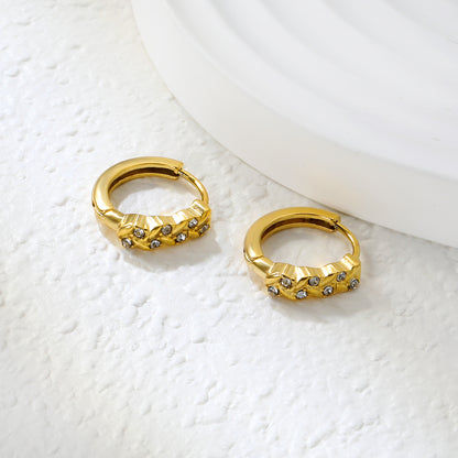 ✨ Wholesale Gold Stainless Steel Ear Cuff Set - 5 Geometric Designs w/ White Crystals | 10mm Adjustable (1.7-2.2g)