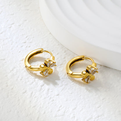 ✨ Wholesale Gold Floral & Butterfly Ear Cuffs - 6.2-10mm Designs w/ White Zircon | 10mm Adjustable Stainless Steel (1.6-2.5g)