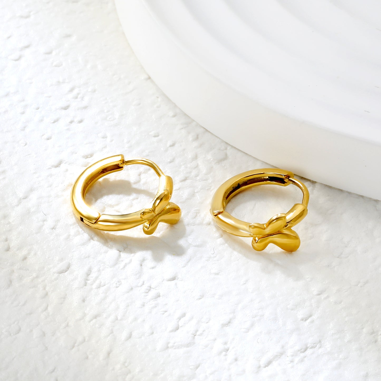 ✨ Wholesale Gold Floral & Butterfly Ear Cuffs - 6.2-10mm Designs w/ White Zircon | 10mm Adjustable Stainless Steel (1.6-2.5g)