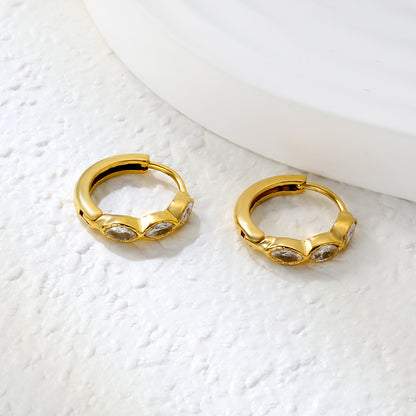 Wholesale Gold Stainless Steel Earrings Collection - 6 Trendy Styles with White Zircon/Czech Glass (2.2mm French Hooks）
