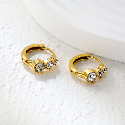 Wholesale Gold Stainless Steel Earrings Collection - 6 Trendy Styles with White Zircon/Czech Glass (2.2mm French Hooks）