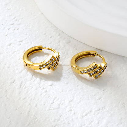 ✨ Wholesale Gold Stainless Steel Ear Cuff Set - 5 Geometric Designs w/ White Crystals | 10mm Adjustable (1.7-2.2g)