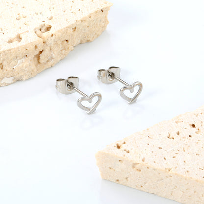 7*6mm PVD 18k Gold/Steel Stainless Stud Earring Hypoallergenic Love Shape