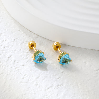 ✨ 6mm Heart Twist Plugs Wholesale Gold Spiral Ear Gauges with Black/Blue Diamonds | Hypoallergenic Body Jewelry Bulk