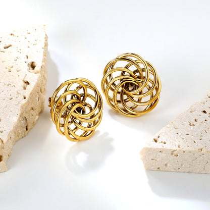 ✨ Wholesale 19.7mm Gold Floral Hoop Earrings Round Wreath Design | 5.2g Stainless Steel Earrings Bulk | Hypoallergenic