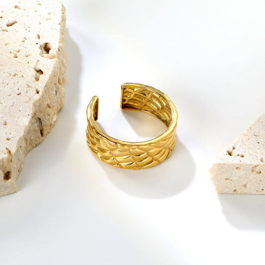✨ Premium Adjustable Open Ring 8.3mm Statement Height | Removable Sizing | 2.6g Gold Stainless Steel Wholesale
